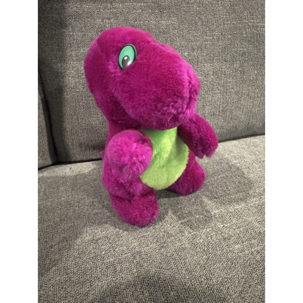 Vintage Barney Plush Stuffed Animal Mouth Is Closed Green Eyes Rare